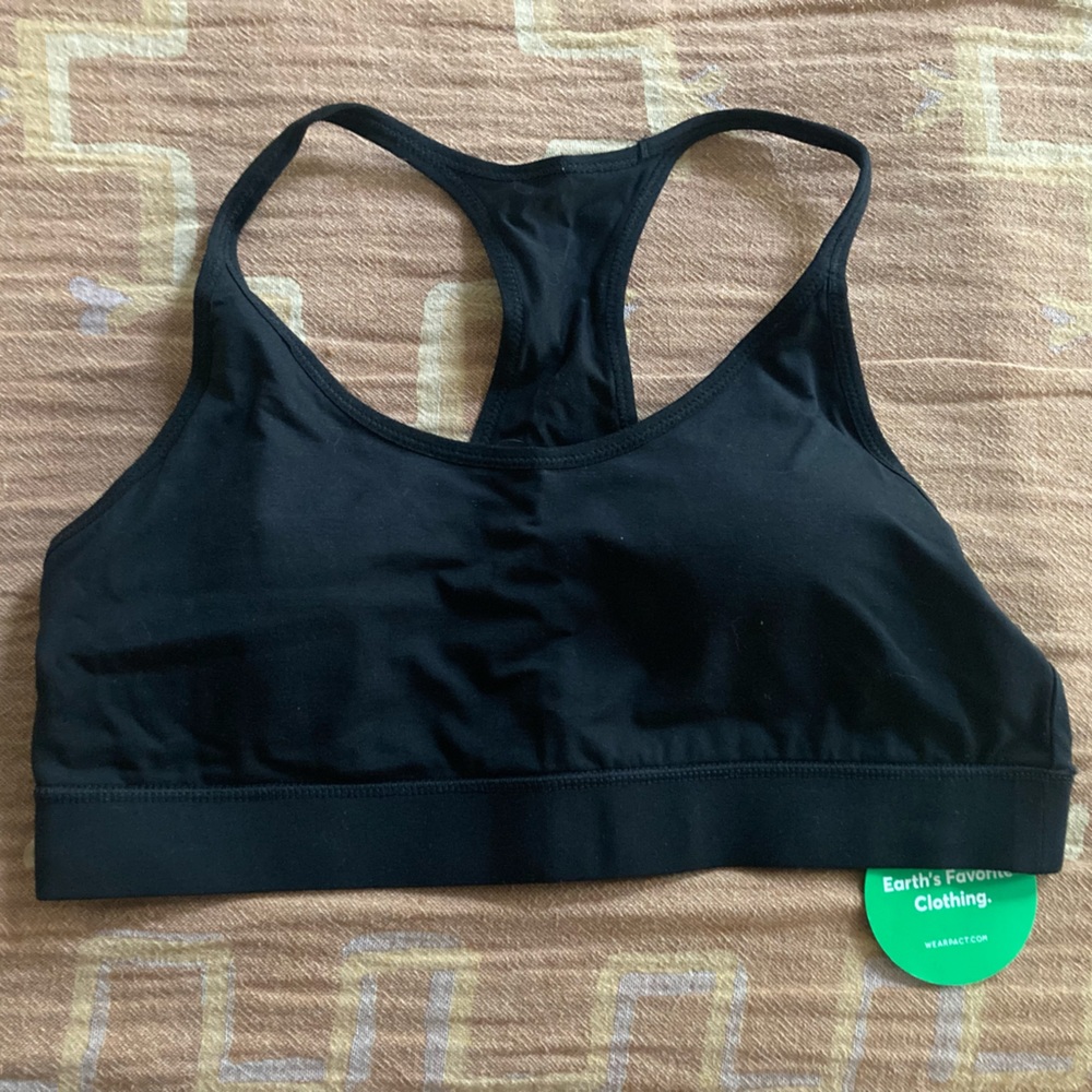 NWT Pact Black Modern Racerback Bralette Sz L